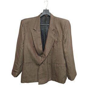 Paul Rodon Couture Zeidler & Zeidler Mens 46R Brown Plaid Double Breasted Blazer